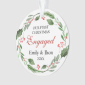 Our First Christmas Engaged wreath ornament (devant)
