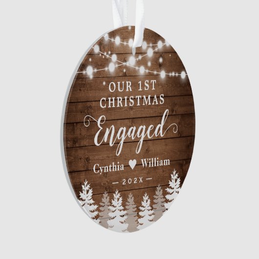 Our First Christmas Engged Rustic Pine Tree (devant)