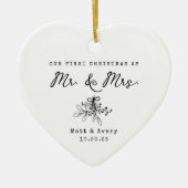 Our First Christmas Married Mr & Mrs Custom Name Keramisch Ornament (Voorkant)