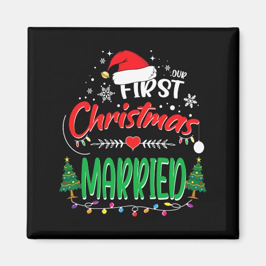 Our First Christmas Married Newlywed Mr And Mrs Magneet (Voorkant)