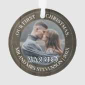 Our first Christmas Mr. and Mrs. elegant 2 Photo Ornament (achterkant)