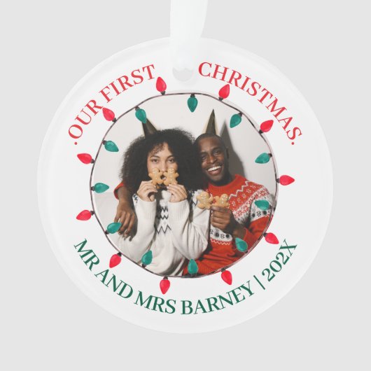 Our first Christmas Mr. and Mrs. newlywed elegant Ornament (voorkant)
