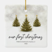 Our First Christmas Pine Tree Holiday Keramisch Ornament (Achterkant)