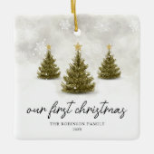 Our First Christmas Pine Tree Holiday Keramisch Ornament (Voorkant)