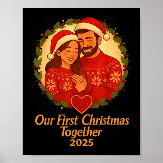 Our First Christmas Together 2025 Matching Couple  Poster (Voorkant)