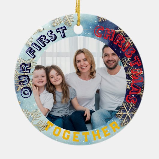 Our First Christmas Together Custom Photo Keramisch Ornament (Achterkant)