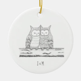 Our First Christmas Together Owl Couple Art Custom Keramisch Ornament