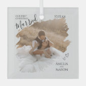 Our First Christmas Together Wedding Photo Glas Ornament (Voorkant)