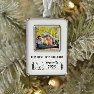 Our First Trip Together Yosemite 2025 Verzilverd Kader Ornament