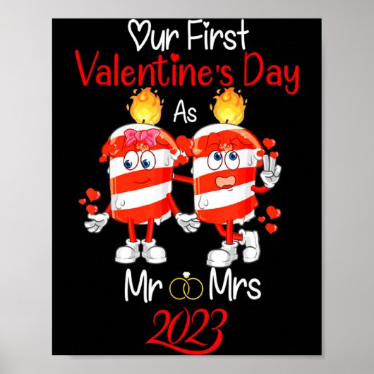 Our First Valentines Day As Mr And Mrs Engaged Cou Poster (Voorkant)