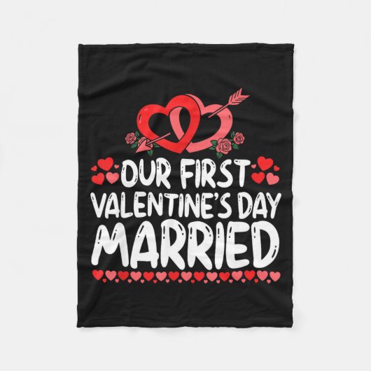Our First Valentines Married Husband Wife  Fleece Deken (Voorkant)