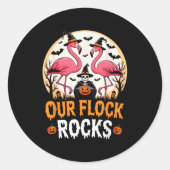 Our Flock Rocks Flamingo Halloween Costume Matchin Ronde Sticker (Voorkant)