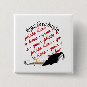 "Our Graduate" w/Cap & Diploma Foto Frame Vierkante Button 5,1 Cm