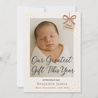 Our Greatest Gift Baby Announcement Holiday Card Feestdagenkaart