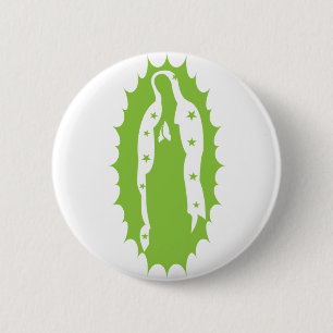 OUr Lady Guadalupe Modern kalkgroen Ronde Button 5,7 Cm