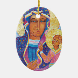 Our Lady of Czestochowa Black Madonna Poland Keramisch Ornament