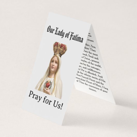 Our Lady of  Fatima Prayer Card (Front)