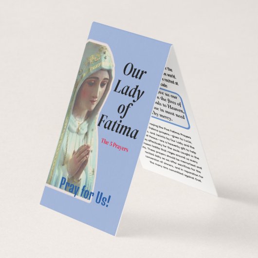 Our Lady of Fatima Prayer Card Kaart (Voorkant)