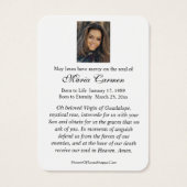OUR LADY OF GUADALUPE FUNERAL PRAYER CARD (Dos)
