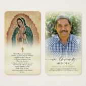 Our Lady of Guadalupe Memorial Prayer Cards (Devant & derrière)
