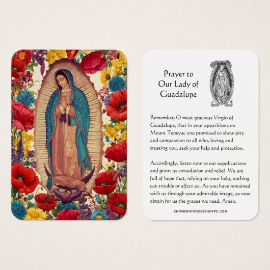 Our Lady of Guadalupe Prayer Holy Card (Devant & derrière)