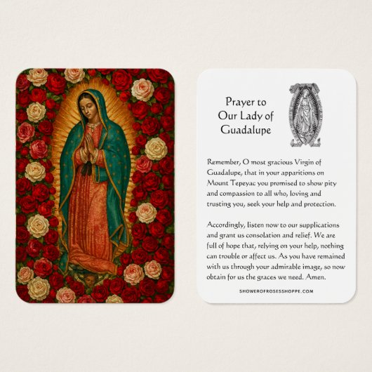 Our Lady of Guadalupe Prayer Holy Card (Devant & derrière)