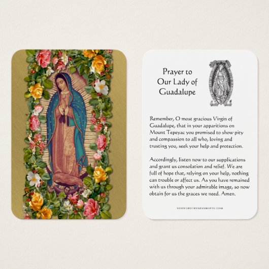 Our Lady of Guadalupe Prayer Holy Card (Devant & derrière)