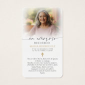 Our Lady of Guadalupe Spanish Memorial Prayer Card Visitekaartje (Achterkant)