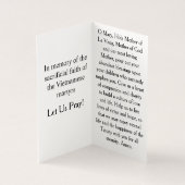 Our Lady of La Vang Prayer Card (Inside)