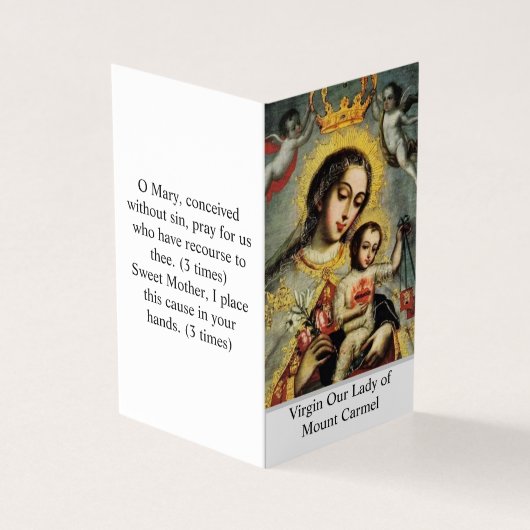 Our Lady of Mount Carmel Prayer Card  Kaart (Buitenkant)