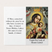 Our Lady of Mount Carmel Prayer Card  Kaart (Buitenkant ongevouwen)