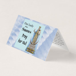 Our Lady of the Snows Prayer Card Kaart