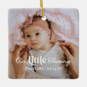 Our Little Blessing Baby Birth Stat Photo Keepsake Keramisch Ornament (Voorkant)