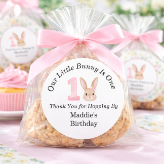 Our Little Bunny Is One 1st Birthday Thank You Ronde Sticker