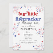Our Little Firecracker 1st Birthday Invitation Kaart (Voorkant)