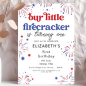 Our Little Firecracker 1st Birthday Invitation Kaart