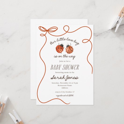 Our Little Love Bug Baby Shower Invitation (Devant/Arrière en situation)