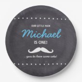 Our Little Man is 1 Mustache have cake custom Papieren Bordje (Voorkant)
