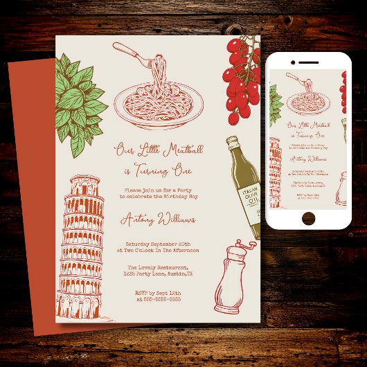 Our little meatball is turning one 1st Birthday Kaart