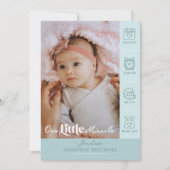 Our Little Miracle Baby Birth Stats Newborn Photos Aankondiging (Voorkant)