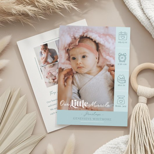 Our Little Miracle Baby Birth Stats Newborn Photos Aankondiging