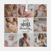 Our Little Miracle Newborn Baby Photo Grid Collage Glas Ornament (Achterkant)