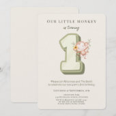 Our Little Monkey 1st Birthday invitation (Devant / Derrière)