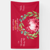 Our Little Pumpkin 1st Birthday Green Wreath Pink Spandoek (Verticaal)