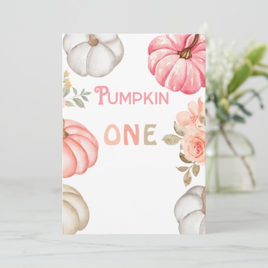 Our Little Pumpkin | Pink Bold Girl 1st Birthday Kaart (Staand voorkant)