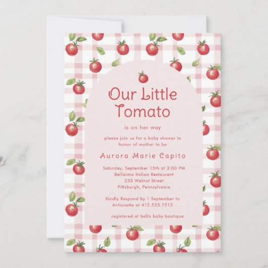 Our Little Tomato Baby Shower Invitation Pink (Devant)