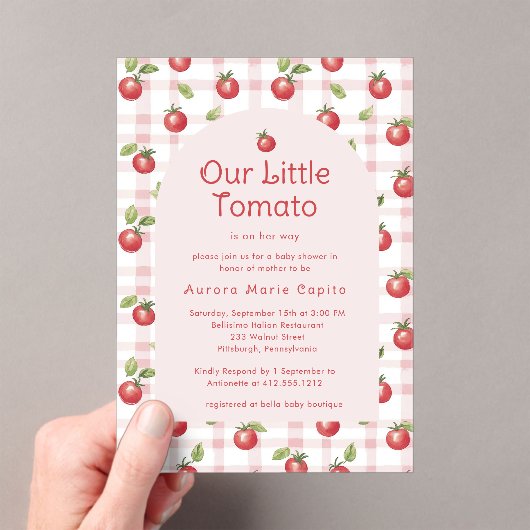 Our Little Tomato Baby Shower Invitation Pink (In situ (ordinateur de poche))