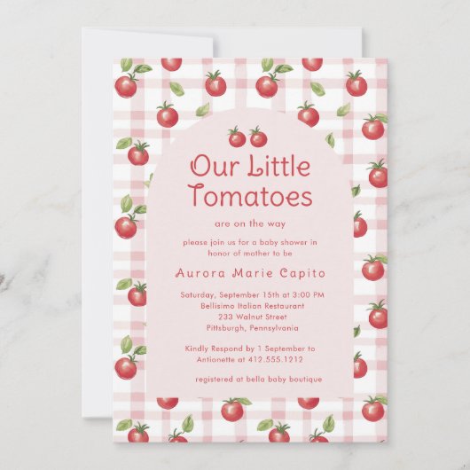 Our Little Tomatoes Baby Shower Invitation Pink (Devant)