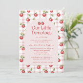 Our Little Tomatoes Baby Shower Invitation Pink (Debout devant)