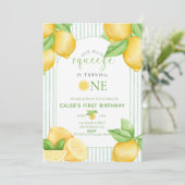  Our Main Squeeze Lemon 1st Birthday Invitation (Debout devant)